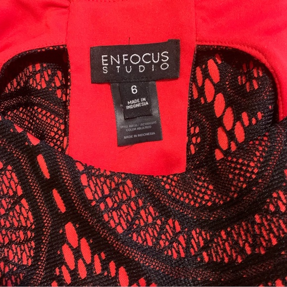 Enfocus Studio Red and Black Lace A-line Dress Sleeveless Mini Size 6 - Picture 2 of 11